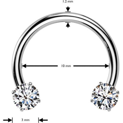 Titan Hufeisen Piercing Zirkonia Krappenfassung Push-In