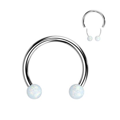 Titanium Horseshoe Opal Ball Push-In