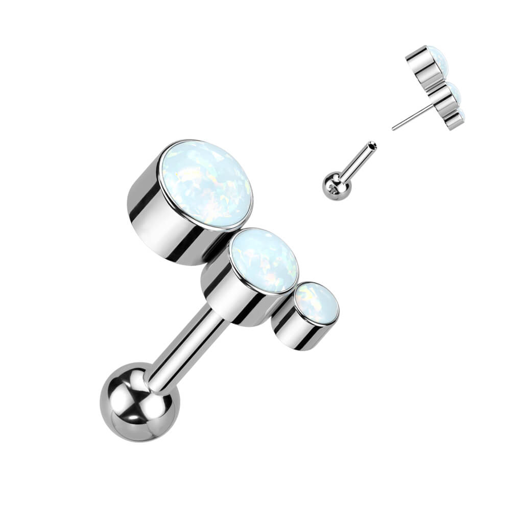 Titanio Barbell Zirconi, Opali e Argento Push-In