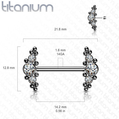 Titan Nippelpiercing 3 Zirkonia Push-In