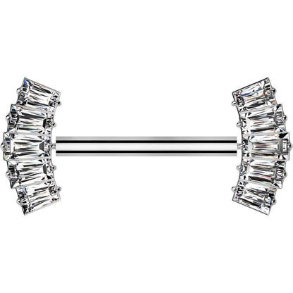 Titan Nippelpiercing Baguette Schliff Fächer Zirkonia Push-In