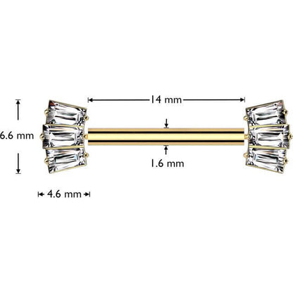 Titane Téton Éventail Baguette Zircone Enfoncer