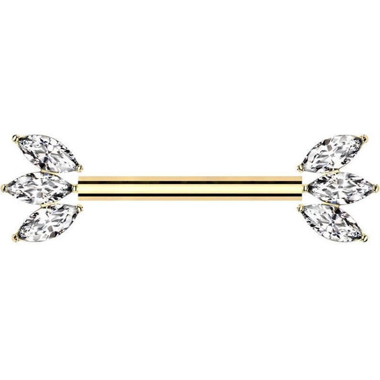 Titanium Nipple Piercing marquise cut zirconia Push-In