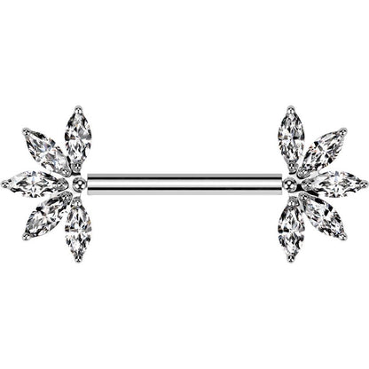 Titanio Piercing Capezzolo Fiore zirconi taglio marquise Push-In