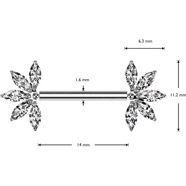 Titane Téton Fleur Marquise Zircone Enfoncer