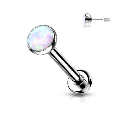 Titane Labret Opale Plate Argent Enfoncer