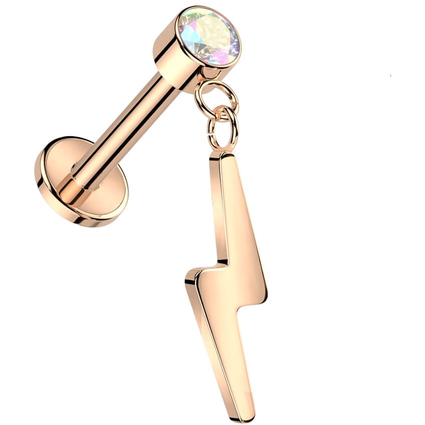 Titanio Labret Zircone con Saetta pendente Push-In