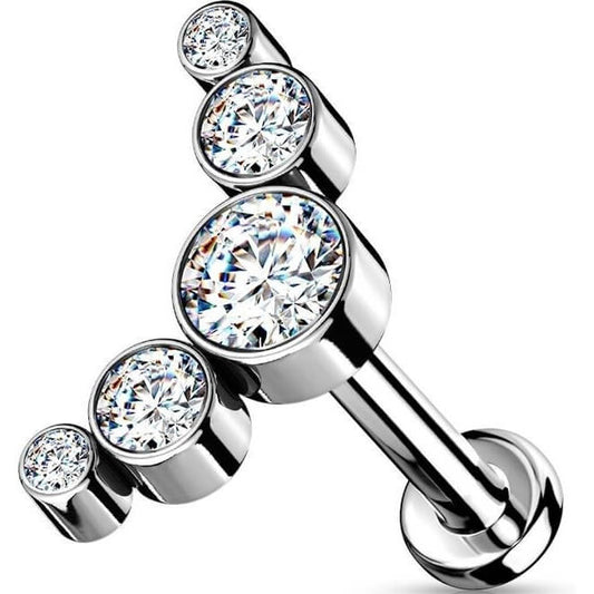 Titane Labret 5 Zircones Argent Enfoncer