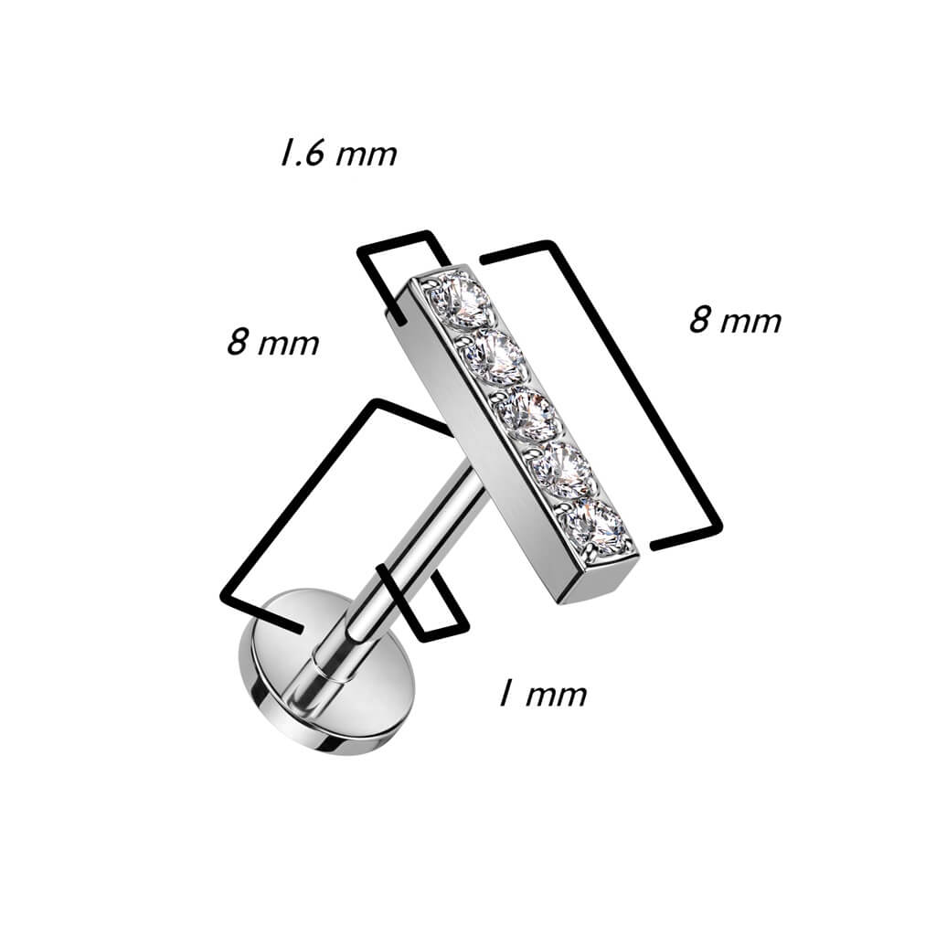 Titane Labret Barre 5 Zircone Enfoncer