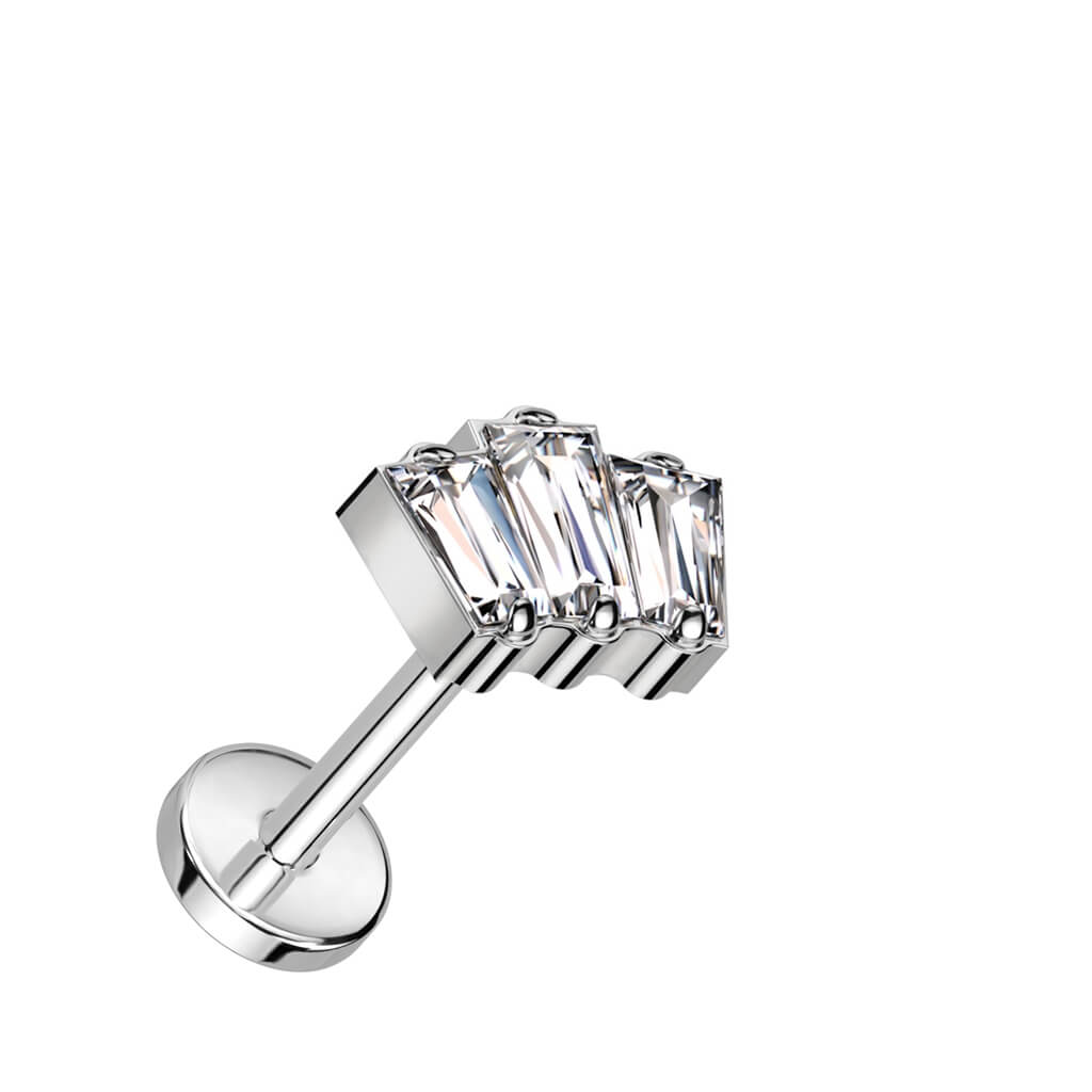 Titane Labret 3 Zircone Baguette Enfoncer