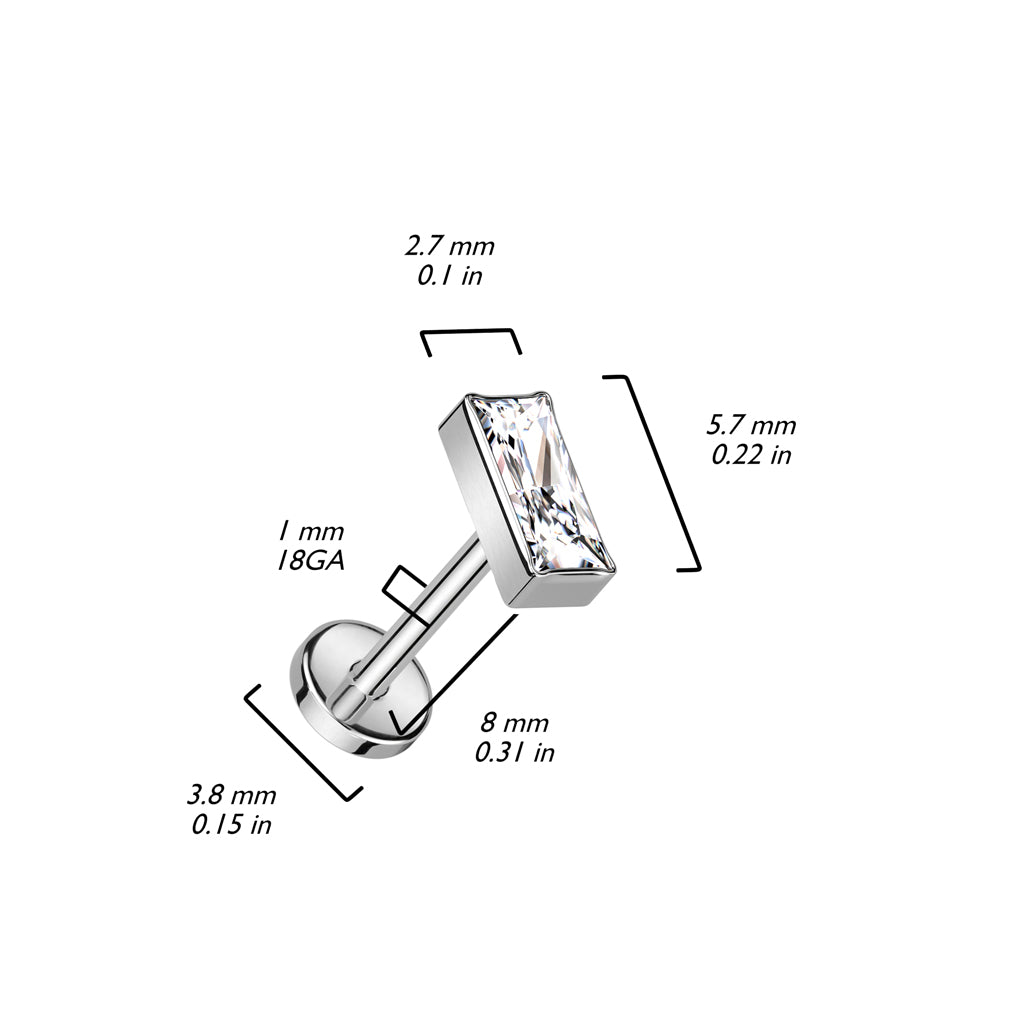 Titanio Labret Zircone rettangolare Push-In