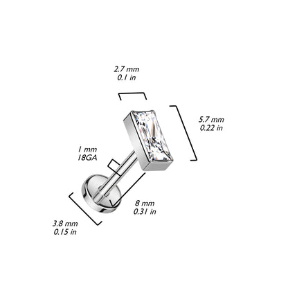 Titanio Labret Zircone rettangolare Push-In