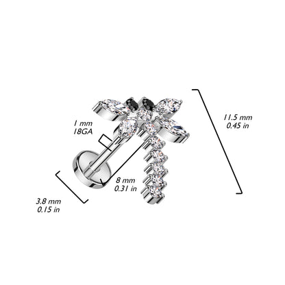 Titanio Libélula circonita Push In Labret