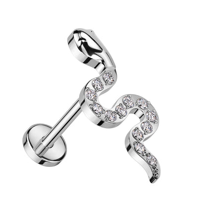 Titane Labret Serpent Zircone Enfoncer