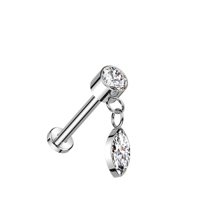 Titanium Labret Drop dangle Zirconia Push-In