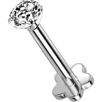 Titane Labret Zircone Base Fleur Enfoncer