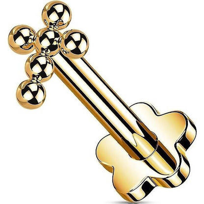 Titanium Labret Cross Ball Flower Base Push-In