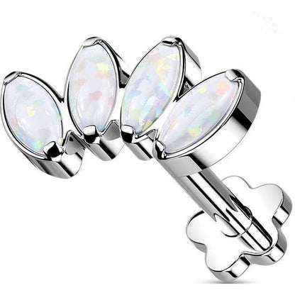 Titane Labret Marquise Opale Base Fleur Enfoncer