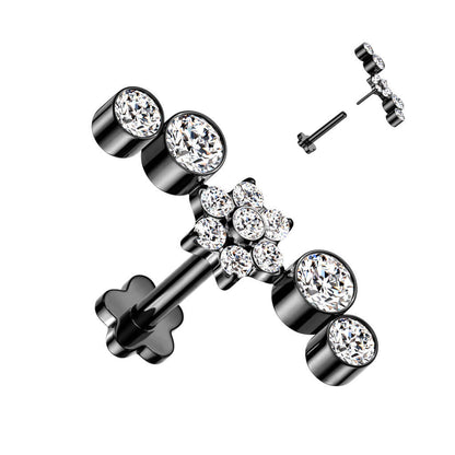 Titane Labret Fleur Zircone Base Fleur Enfoncer