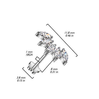 Titane Labret Éventail Marquise Zircone Enfoncer