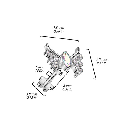 Titanio Labret Farfalla di zirconi Push-In