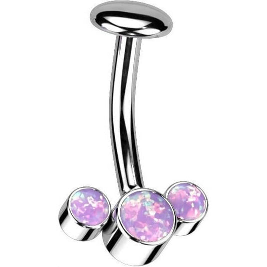 Titan Bauchnabelpiercing 3 Opal Silber Push-In