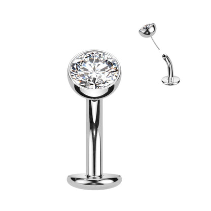 Titanium Belly Button Piercing Hemisphere Zirconia Push-In