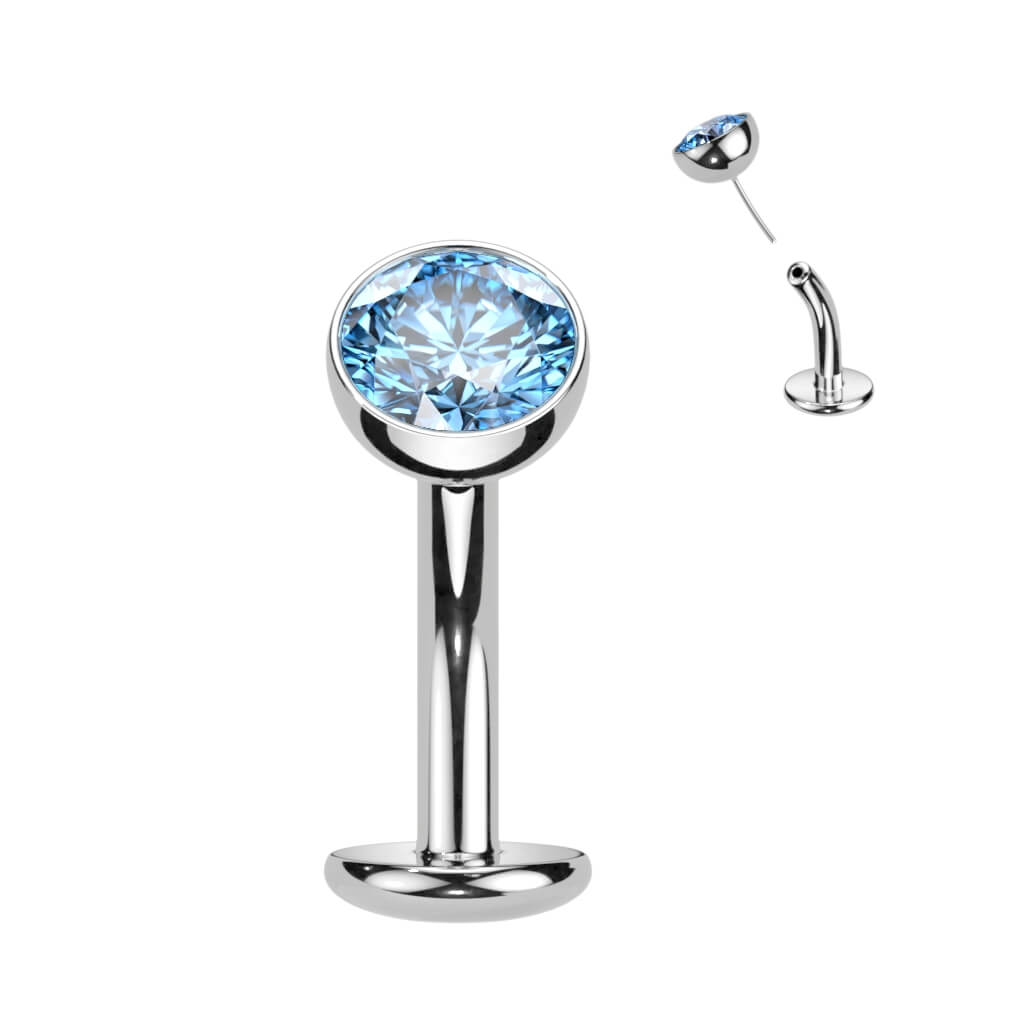 Titanium Belly Button Piercing Hemisphere Zirconia Push-In