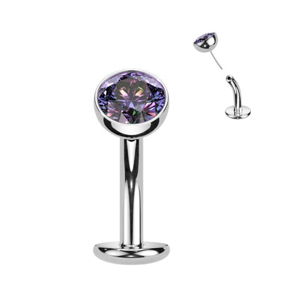 Titanium Belly Button Piercing Hemisphere Zirconia Push-In