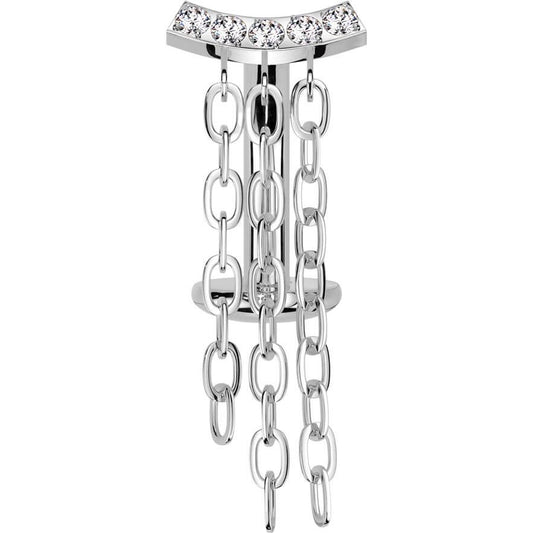 Titan Bauchnabelpiercing 3 Ketten Zirkonia Push-In