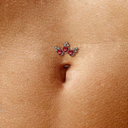 Titan Bauchnabelpiercing 3 Zirkonia Silber Push-In