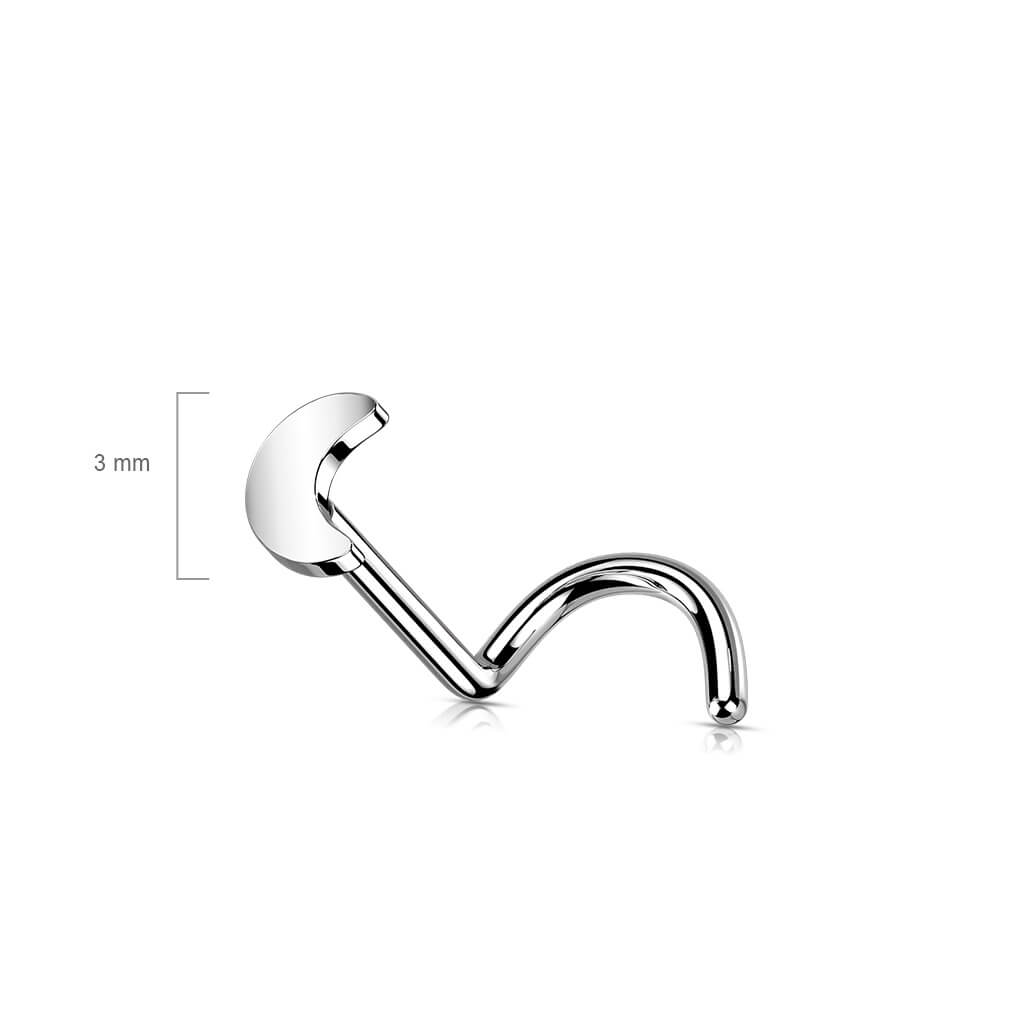 Titanium Nose Screw Moon Flat Silver Push-In