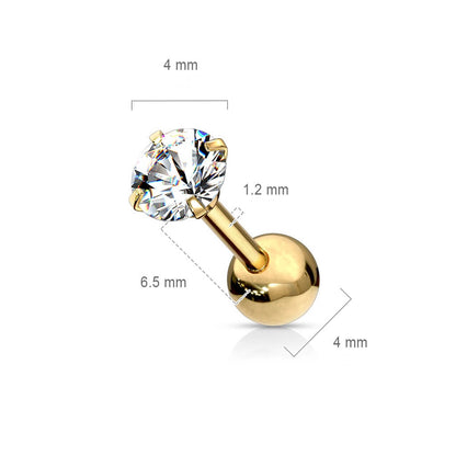 Barbell Zirconia Round Snap Setting