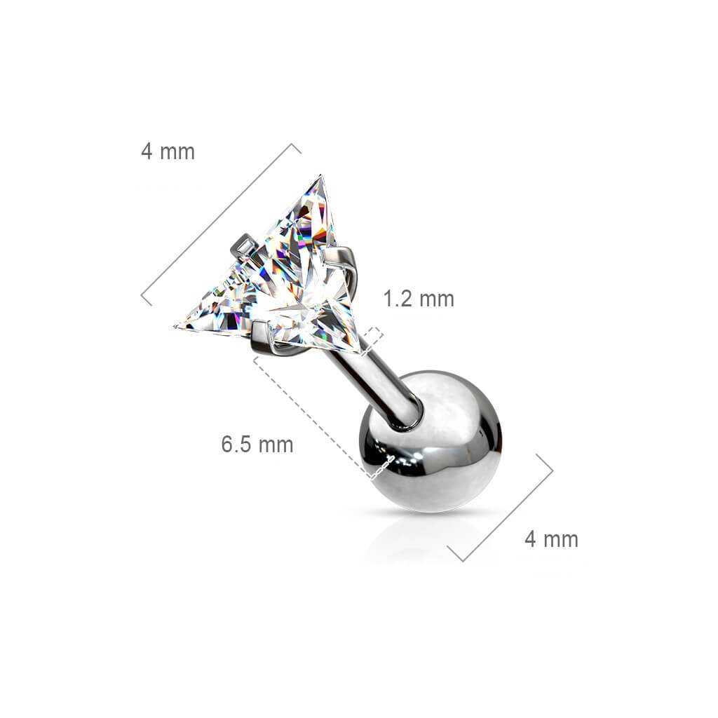 Barbell Zirconia Triangle Dome Setting