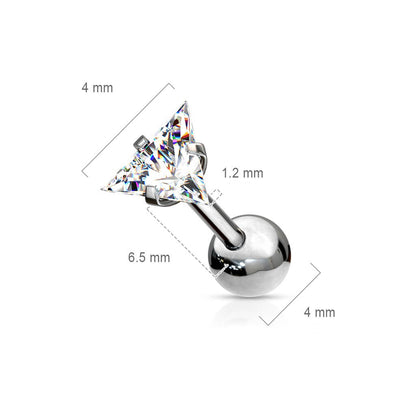 Barbell Zirconia Triangle Dome Setting