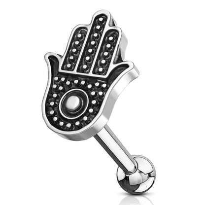 Barbell Hamsa Silber