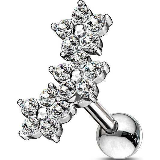 Barbell Flor Circonita Plata