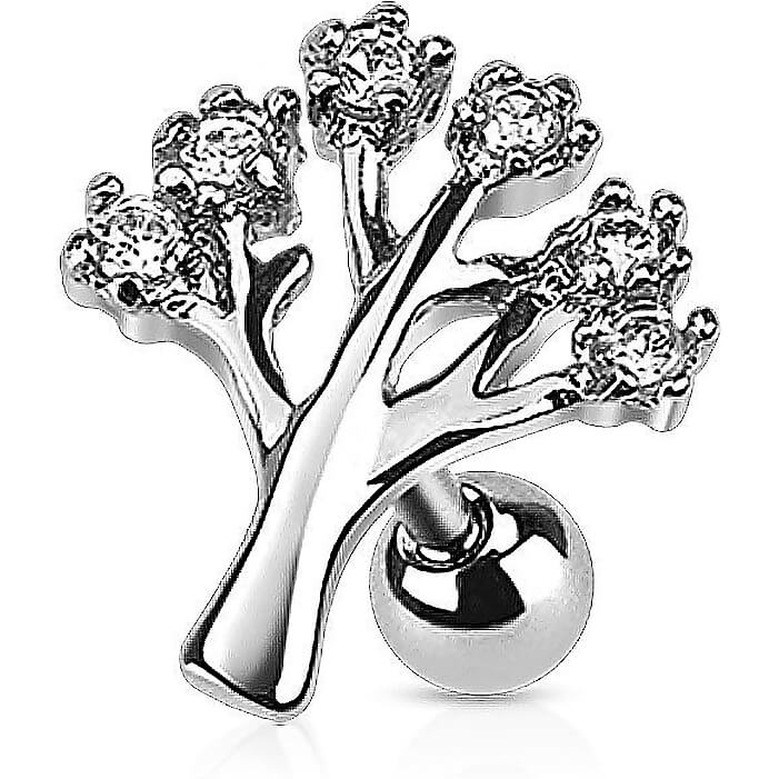 Barbell Baum Zirkonia Silber