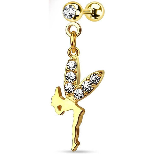 Barbell Fairy dangle Zirconia Gold