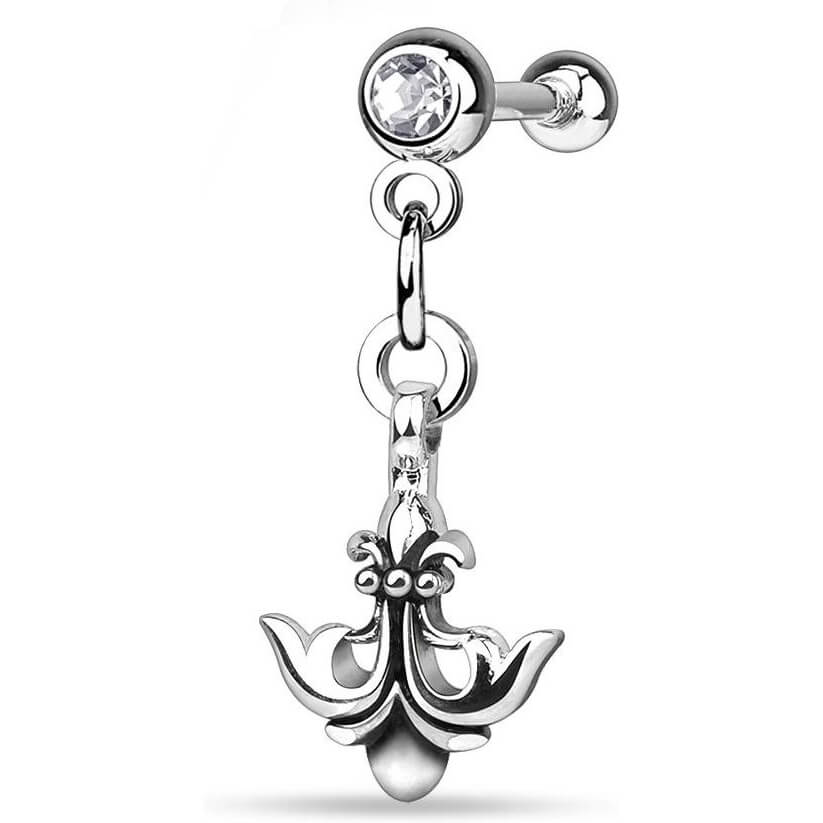 Barbell Anchor dangle Zirconia Silver