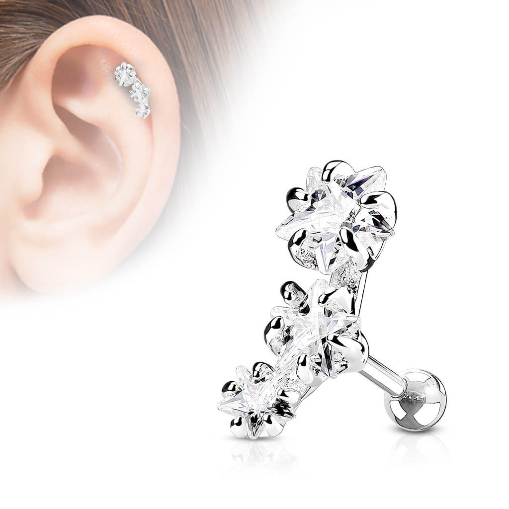 Barbell 3 Stars Zirconia