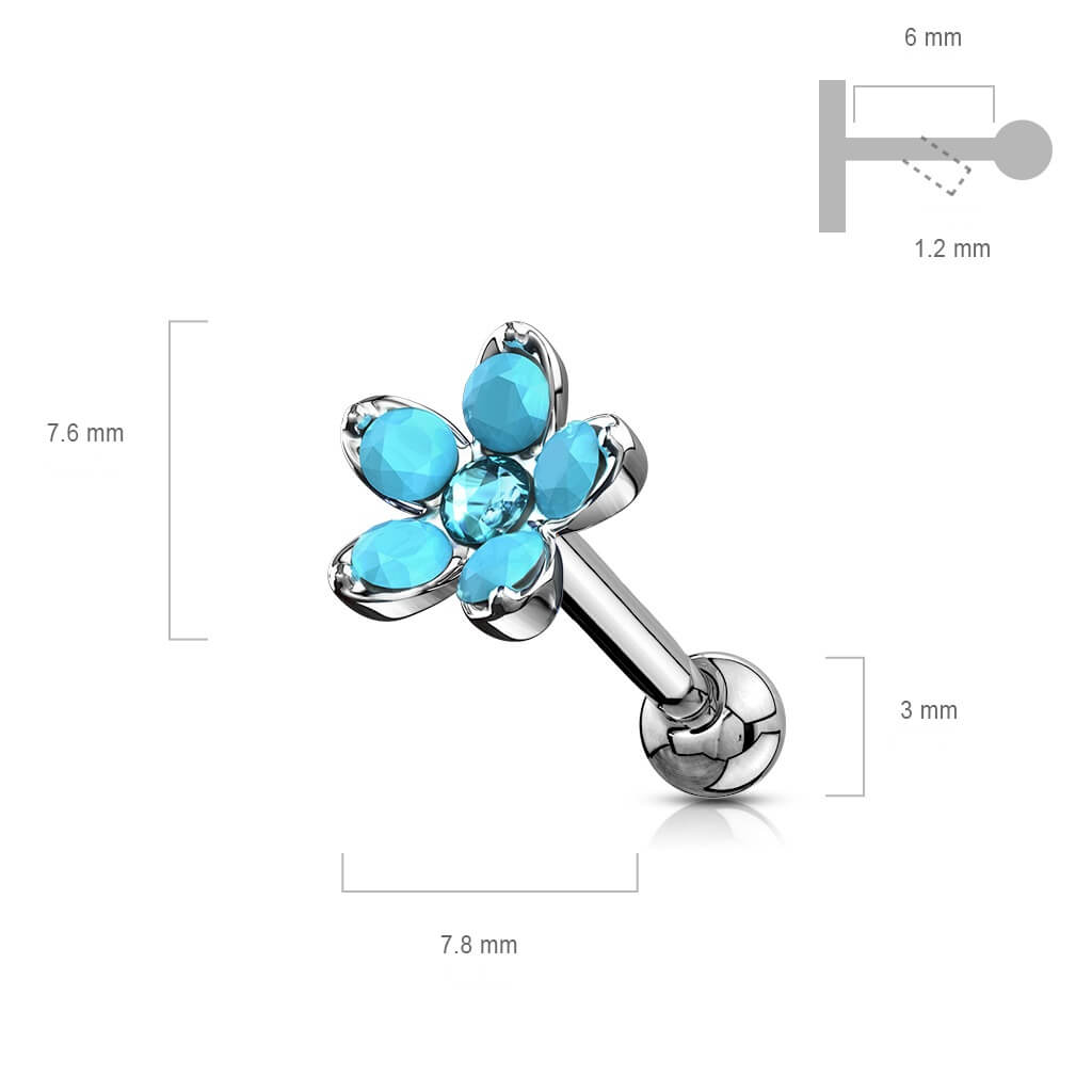 Barbell Flower Opal Silver