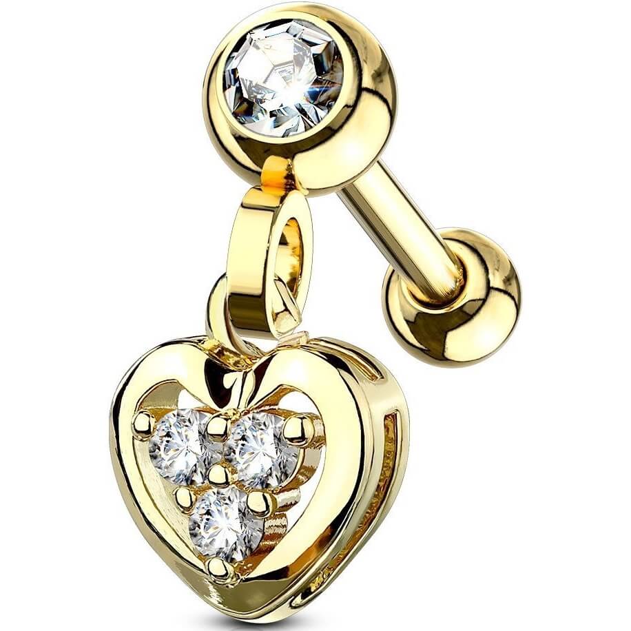 Barbell Heart dangle Zirconia