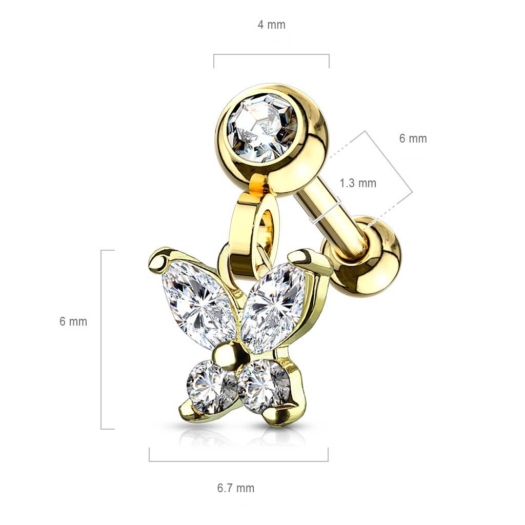 Barre Pendentif Papillon Zircone