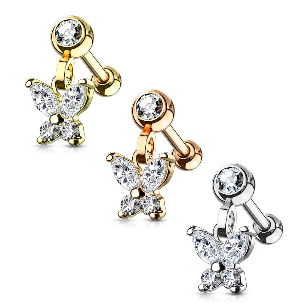 Barbell Butterfly dangle Zirconia