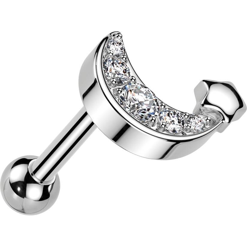 Barbell star crescent moon zirconia