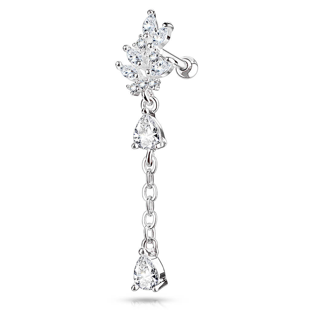 Barbell Leaf dangle Zirconia