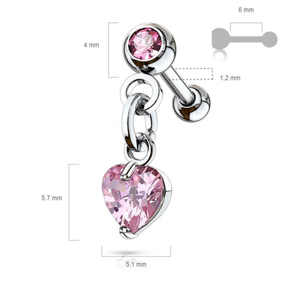 Barbell Heart dangle Zirconia