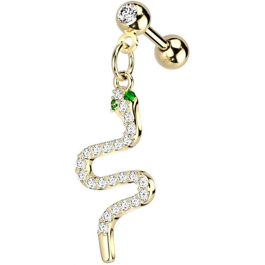 Barbell Snake Zirconia Gold Silver