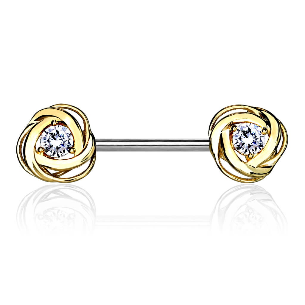 Nippelpiercing Rose Zirkonia Gold Silber